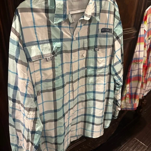 COLUMBIA FISHING SHIRTS (2) PFG SUPER BAHAMA LONG SLEEVE MED (RUNS BIG) - Picture 4 of 7